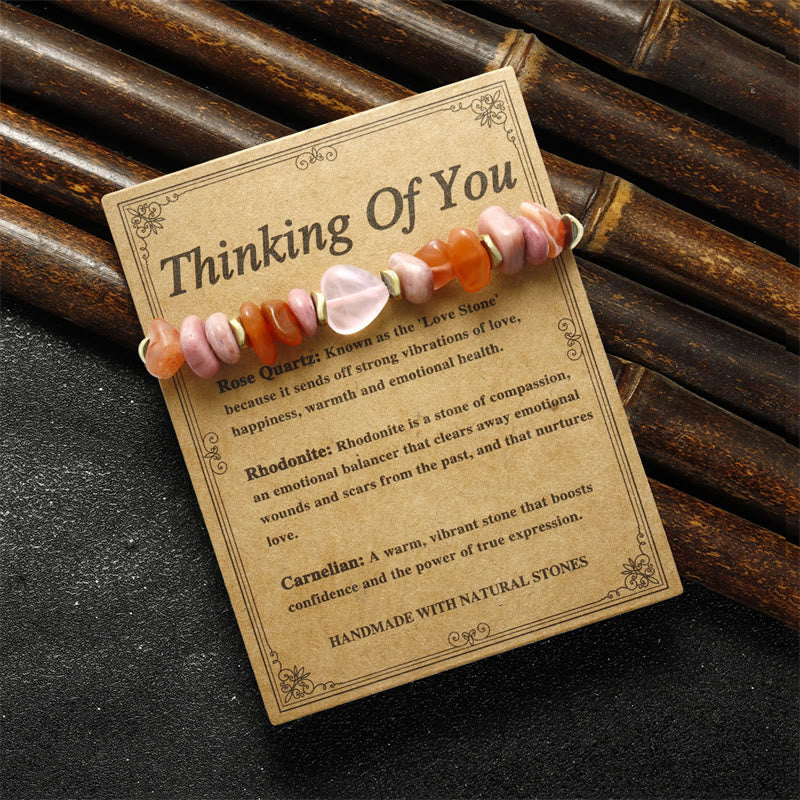 Rose Quartz Relationships Bracelet with Rhodonite & Carnelian for Love