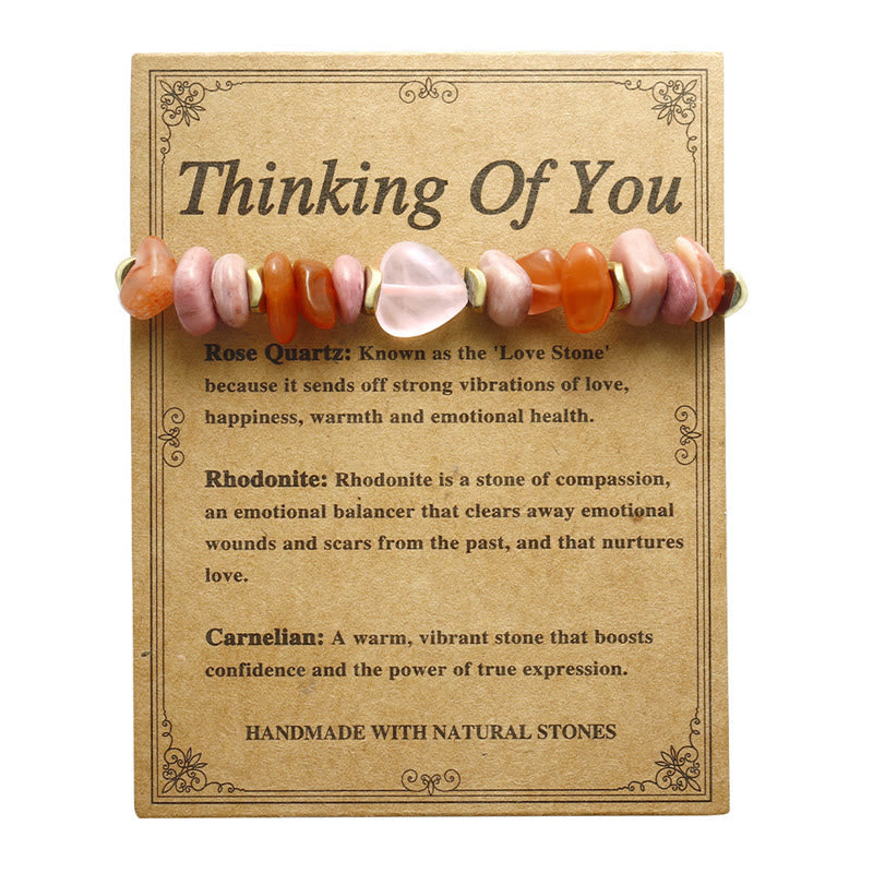 Rose Quartz Relationships Bracelet with Rhodonite & Carnelian for Love