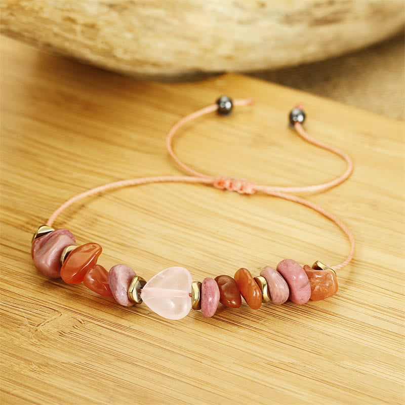 Rose Quartz Relationships Bracelet with Rhodonite & Carnelian for Love