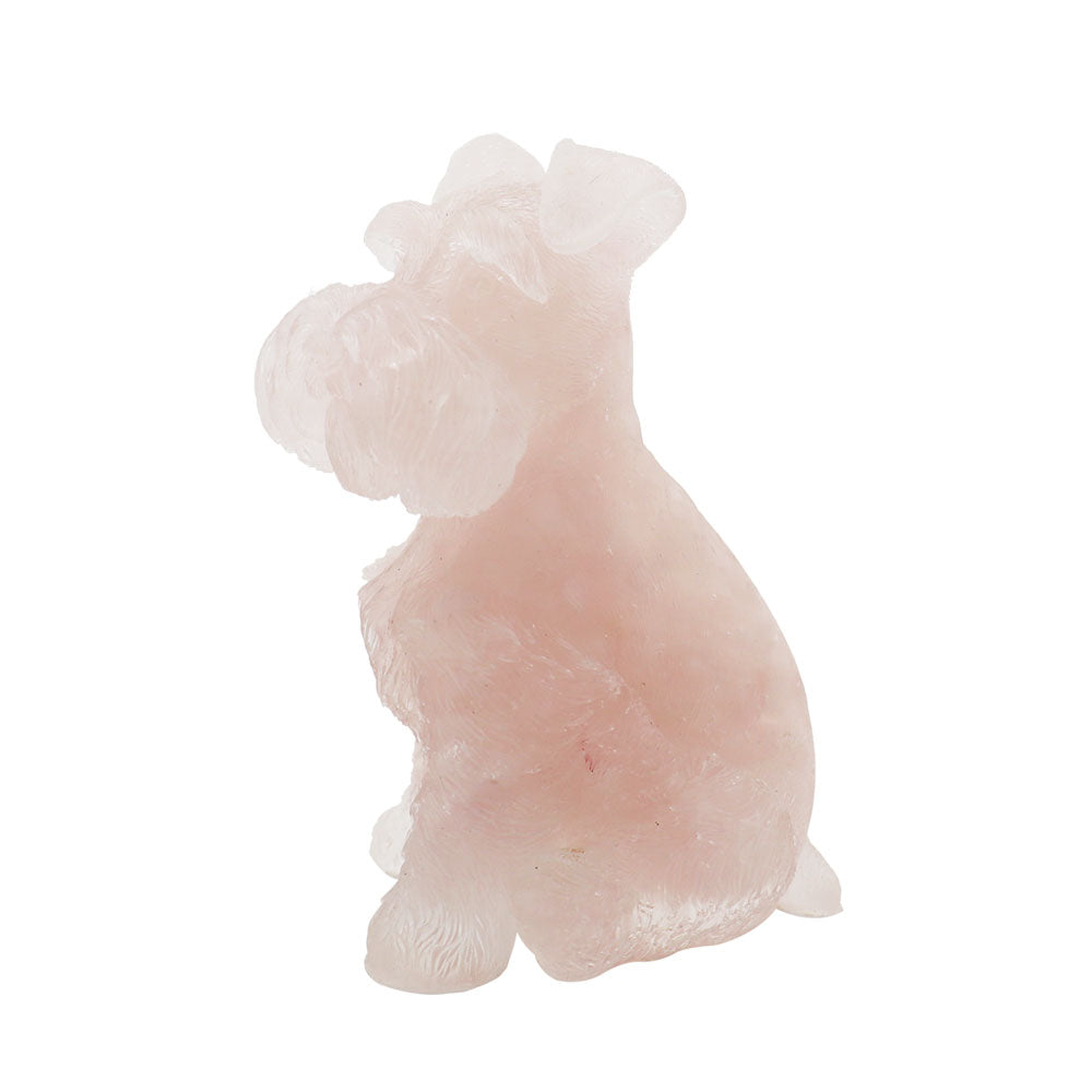 Rose Quartz Schnauzer Dog Figurine 2.86in Healing Crystal