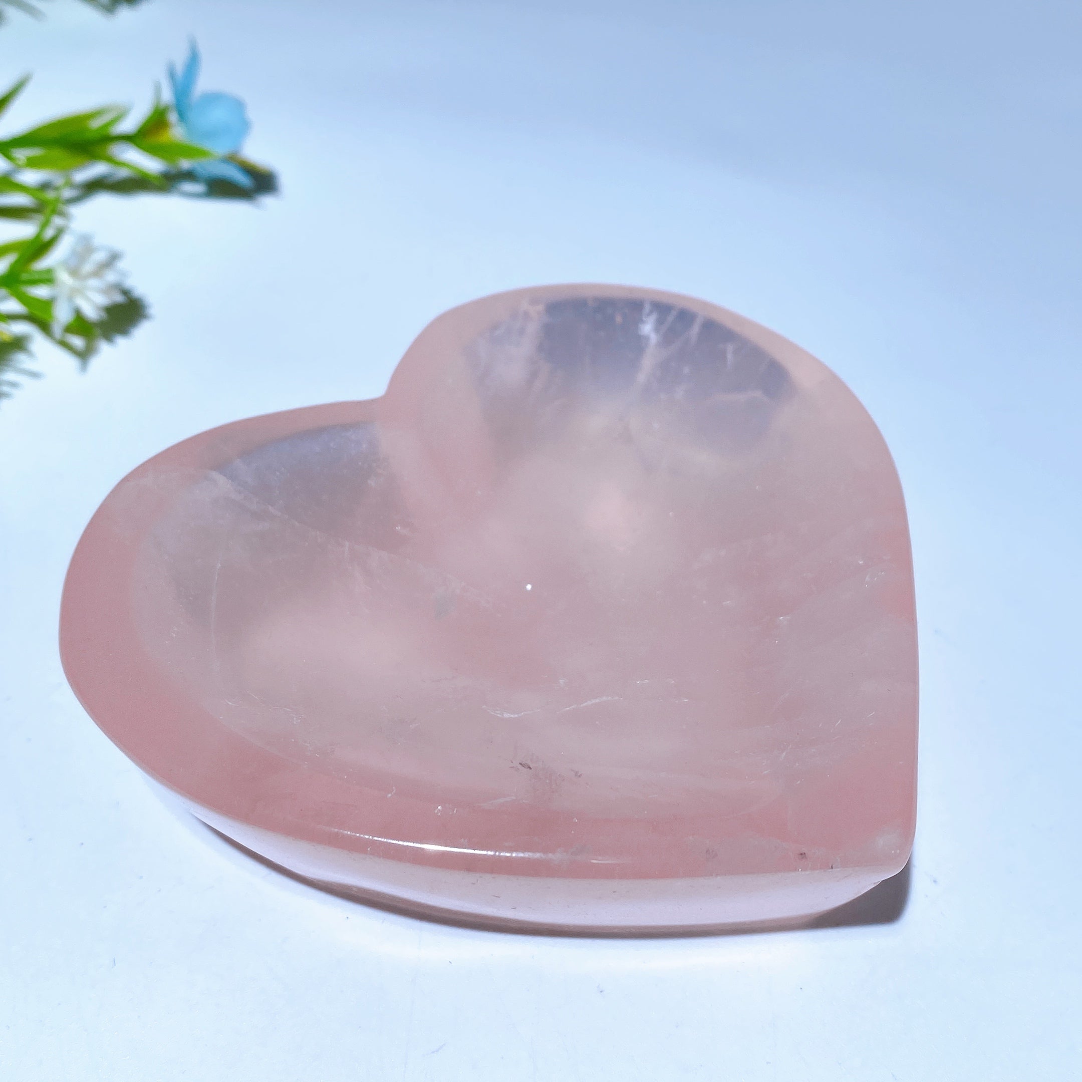 Rose Quartz Shape Bowl Carvings 3.3-5.4 Inch Crystal Decor