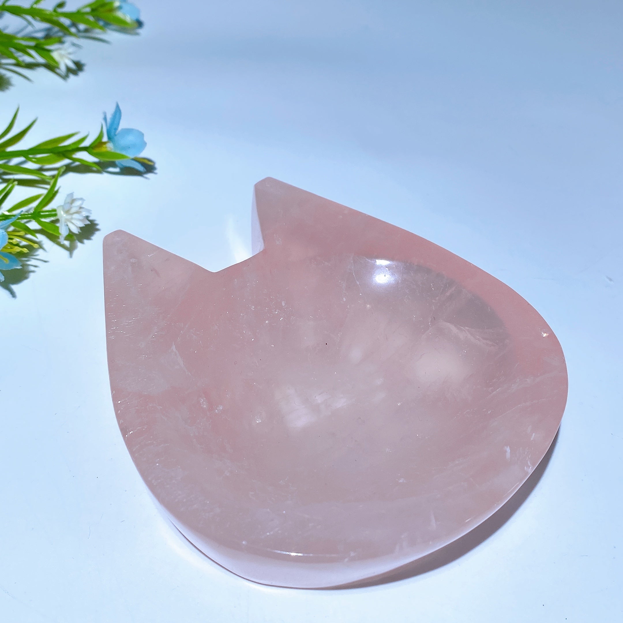 Rose Quartz Shape Bowl Carvings 3.3-5.4 Inch Crystal Decor