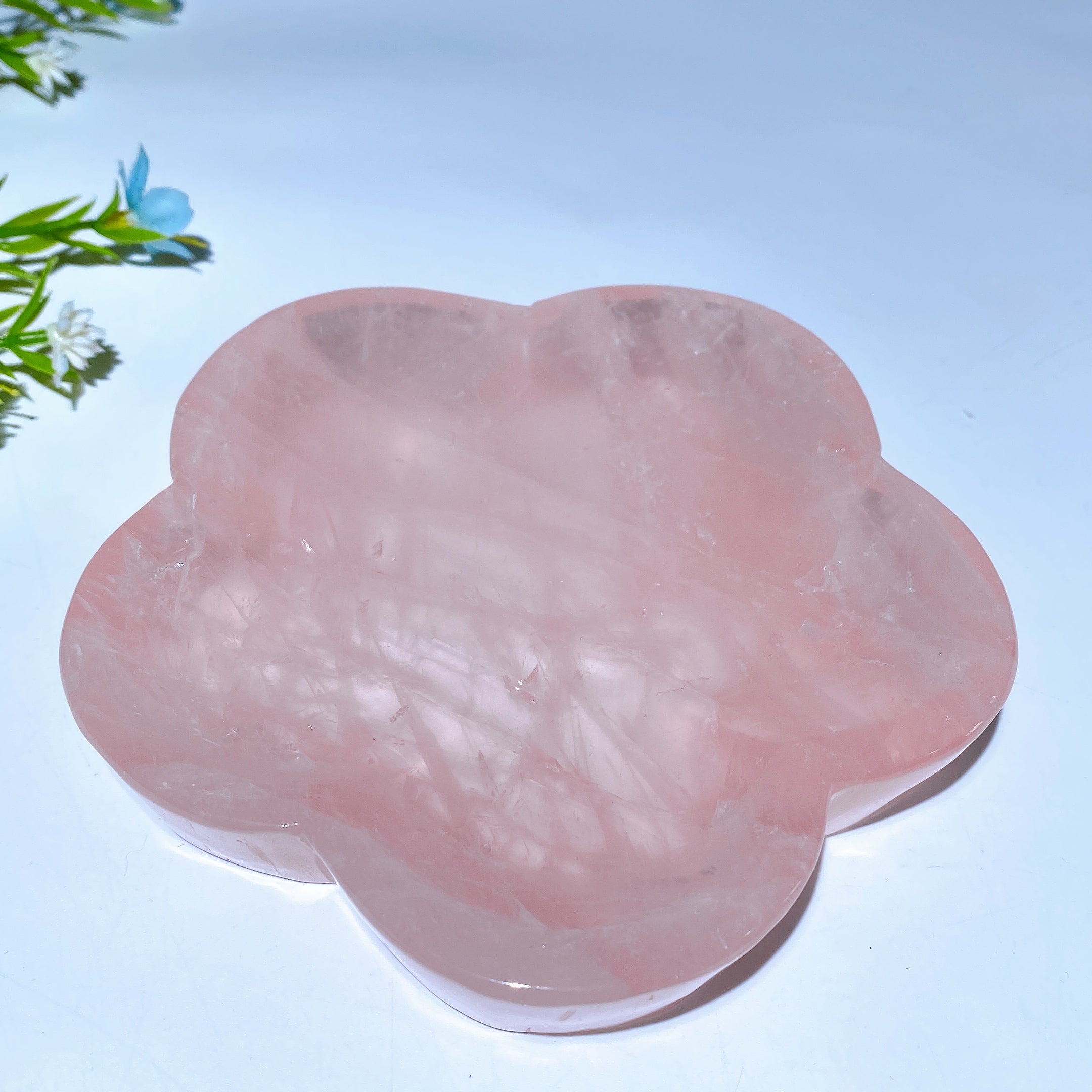 Rose Quartz Shape Bowl Carvings 3.3-5.4 Inch Crystal Decor
