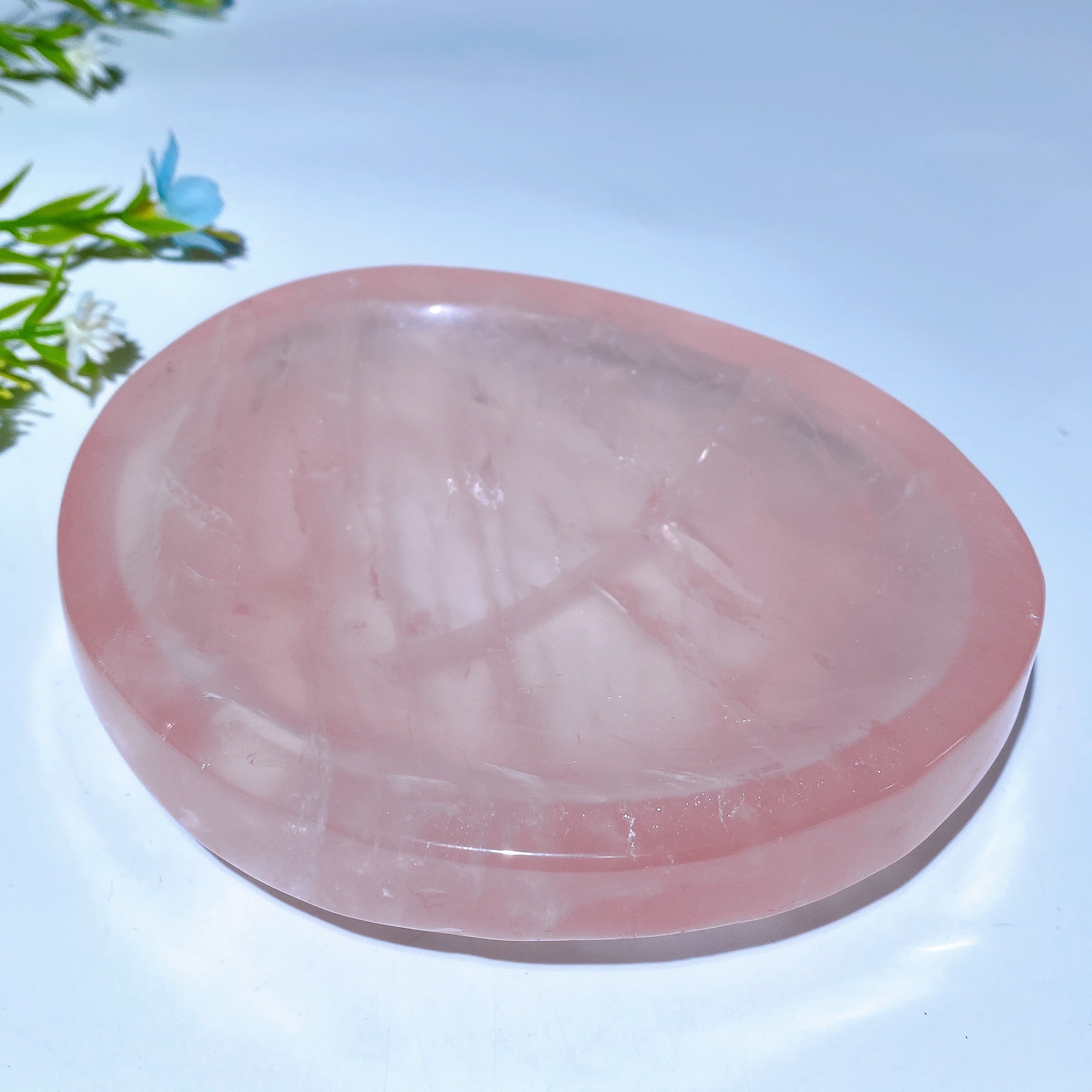 Rose Quartz Shape Bowl Carvings 3.3-5.4 Inch Crystal Decor