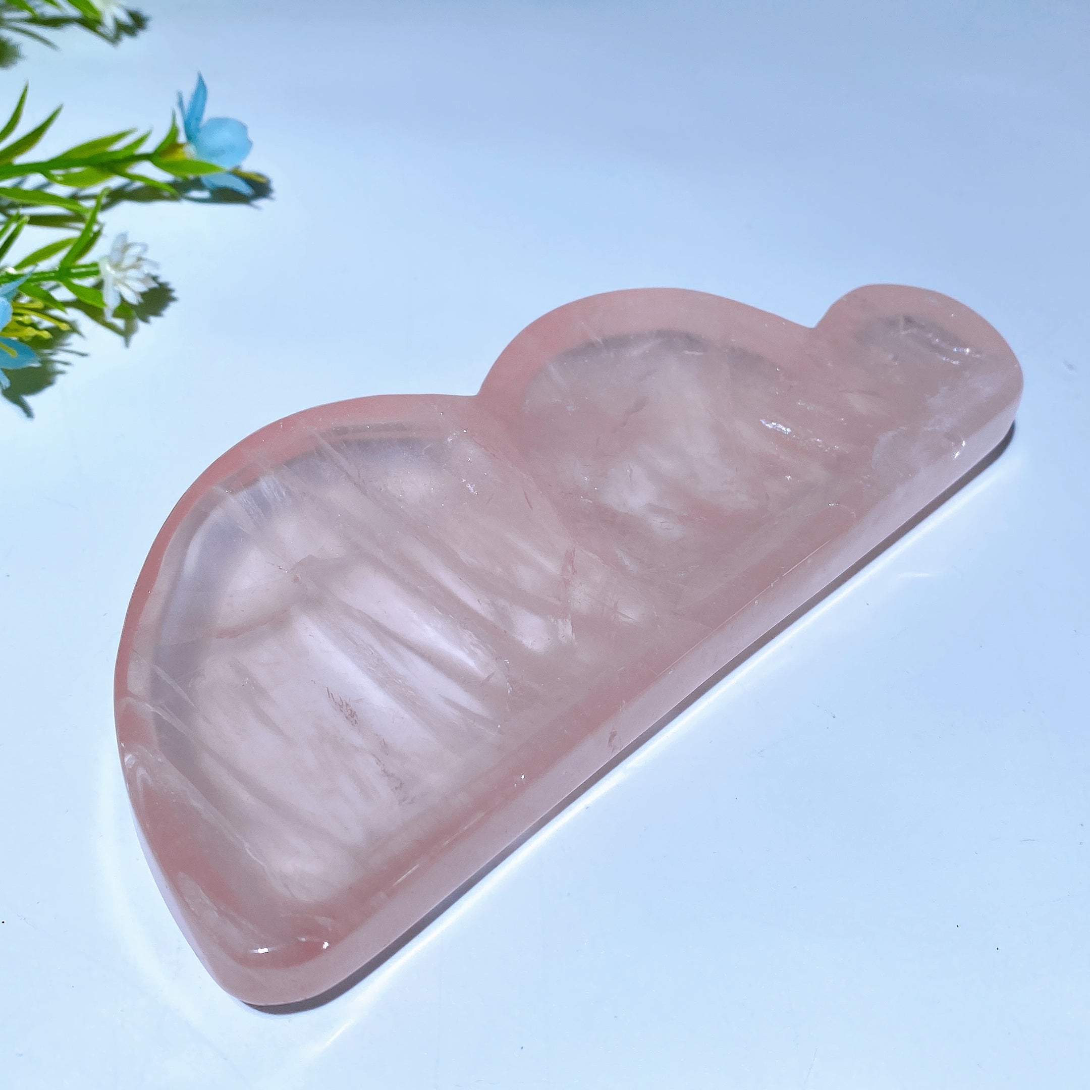 Rose Quartz Shape Bowl Carvings 3.3-5.4 Inch Crystal Decor