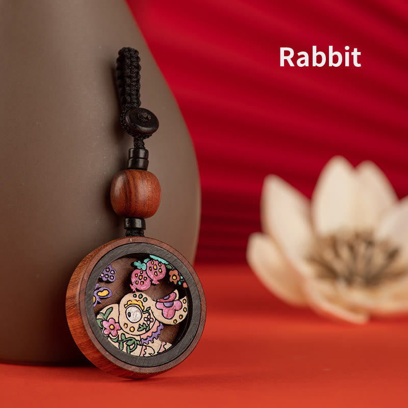 Rosewood Dragon Zodiac Key Chain for Calm & Protection