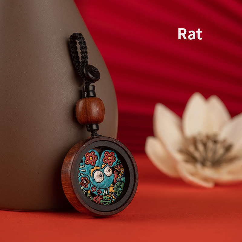 Rosewood Dragon Zodiac Key Chain for Calm & Protection