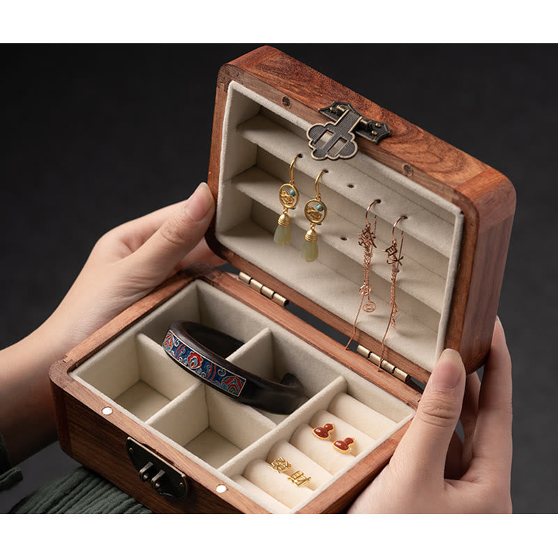 Rosewood Jewelry Storage Box with Floral Pattern | Zen Decor