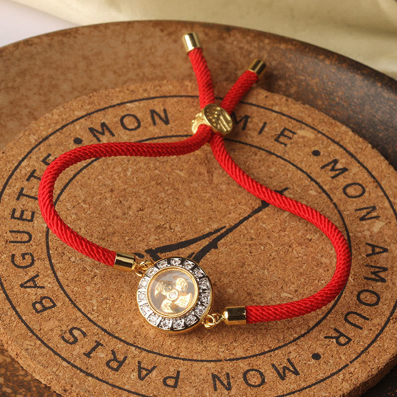 Rotatable Copper Brass Windmill Red String Faith Bracelet