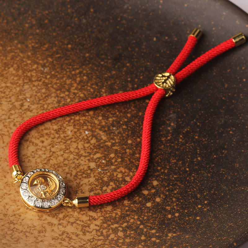 Rotatable Copper Brass Windmill Red String Faith Bracelet