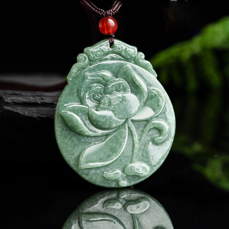 Round Jade Lotus Necklace | Abundance & Prosperity Talisman