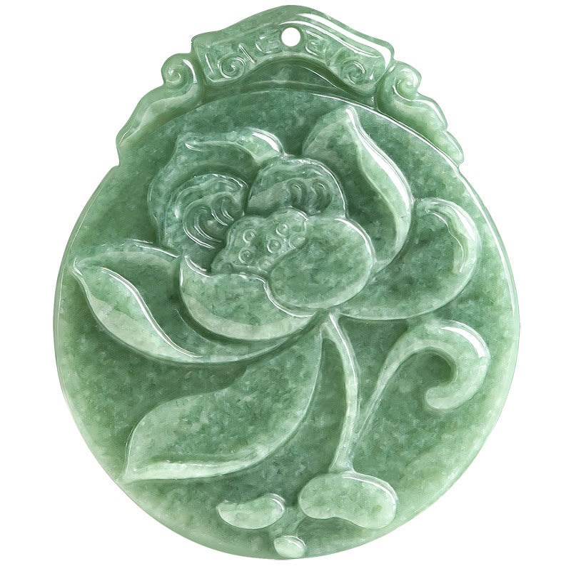 Round Jade Lotus Necklace | Abundance & Prosperity Talisman