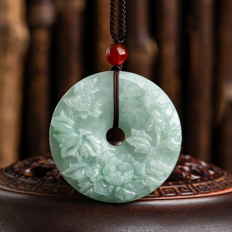 Round Jade Peace Buckle Necklace for Prosperity & Abundance 8mm