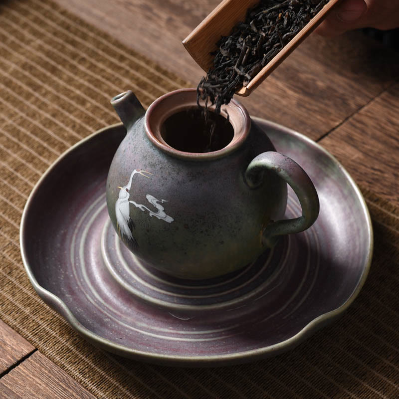 Round Pattern Ceramic Gongfu Teapot 240ml for Gongfu Tea