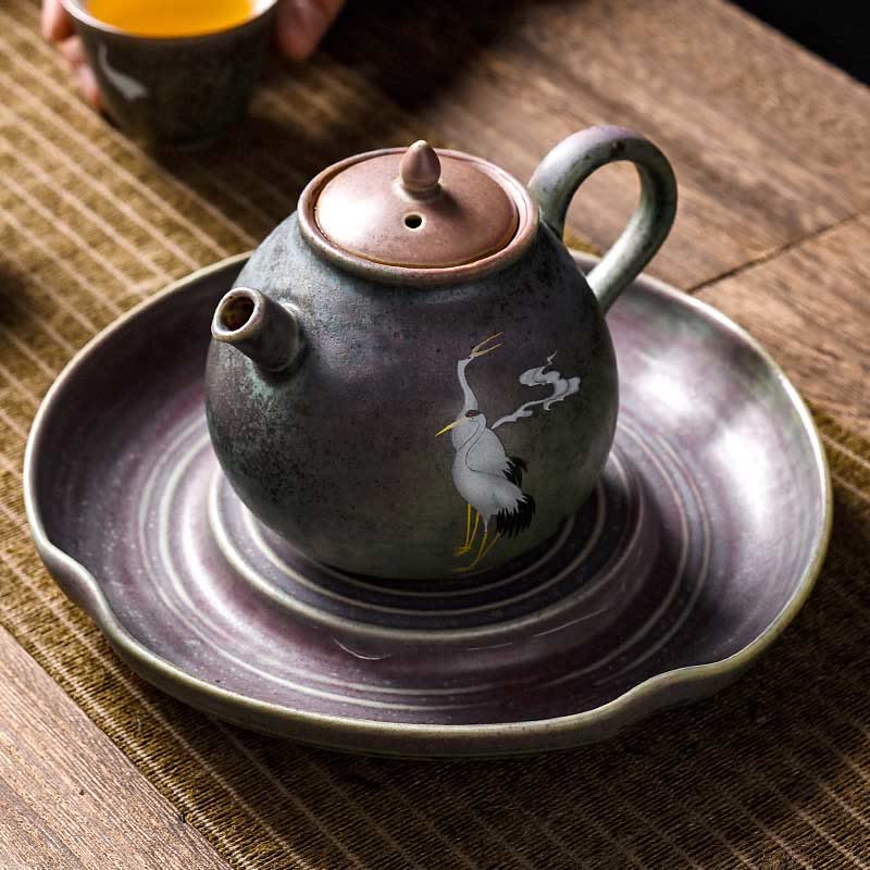 Round Pattern Ceramic Gongfu Teapot 240ml for Gongfu Tea