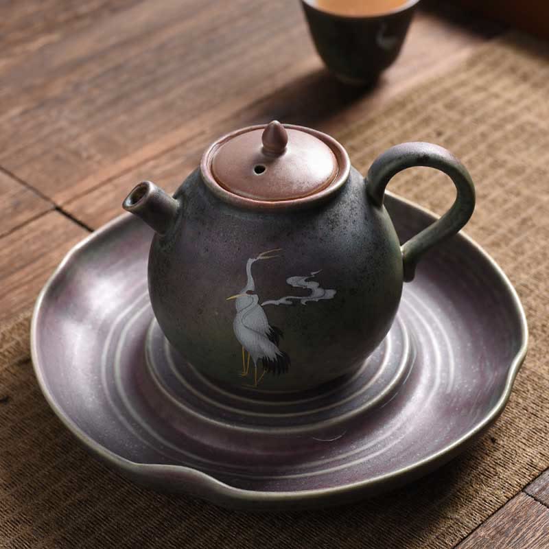 Round Pattern Ceramic Gongfu Teapot 240ml for Gongfu Tea