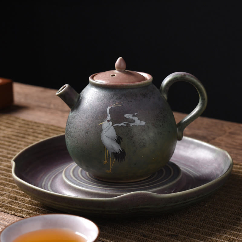 Round Pattern Ceramic Gongfu Teapot 240ml for Gongfu Tea