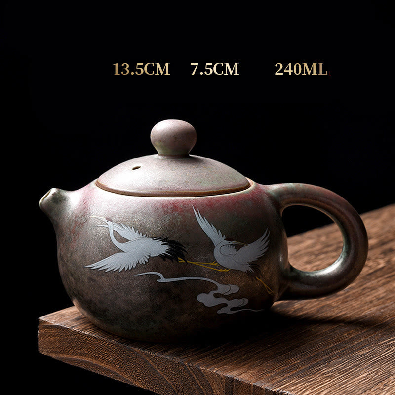 Round Pattern Ceramic Gongfu Teapot 240ml for Gongfu Tea