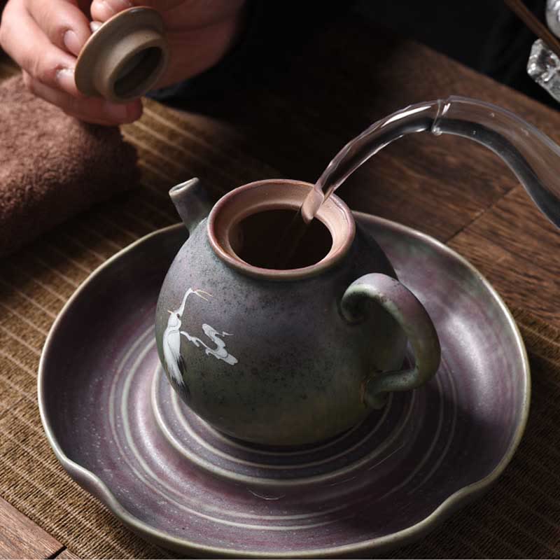 Round Pattern Ceramic Gongfu Teapot 240ml for Gongfu Tea