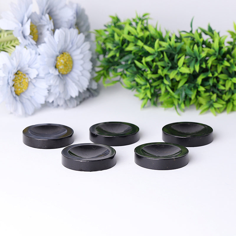 Round Shungite Crystal Holder 2 Inch | Crystal Decor