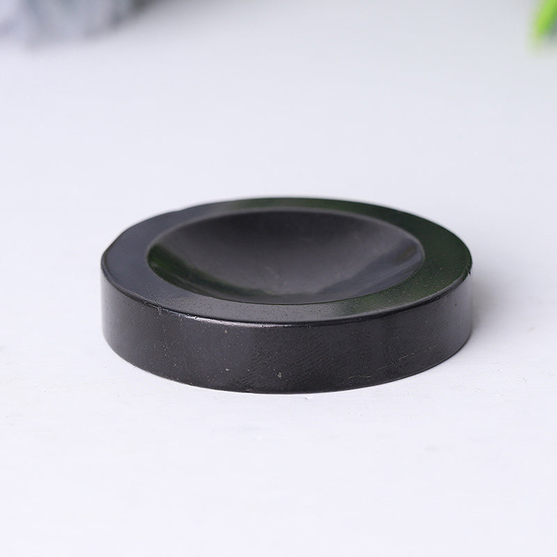 Round Shungite Crystal Holder 2 Inch | Crystal Decor