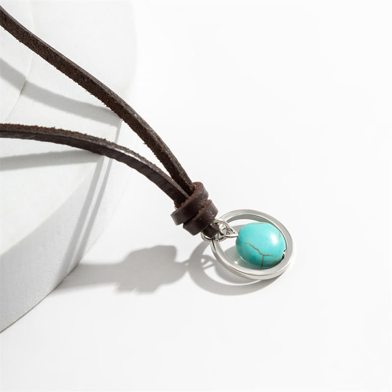 Round Turquoise Protection Strength Necklace Pendant