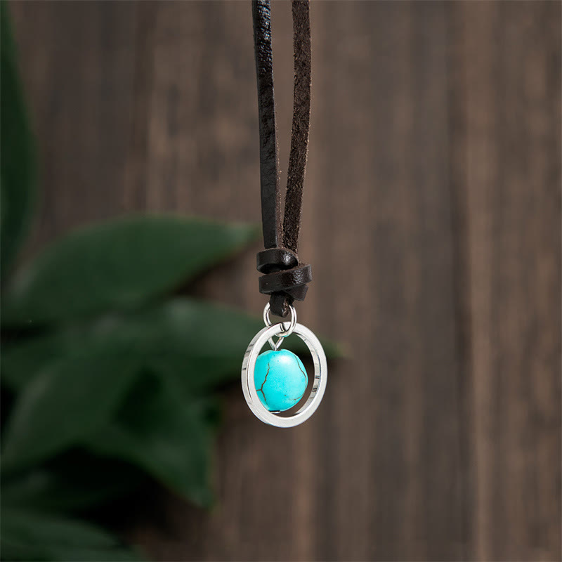 Round Turquoise Protection Strength Necklace Pendant