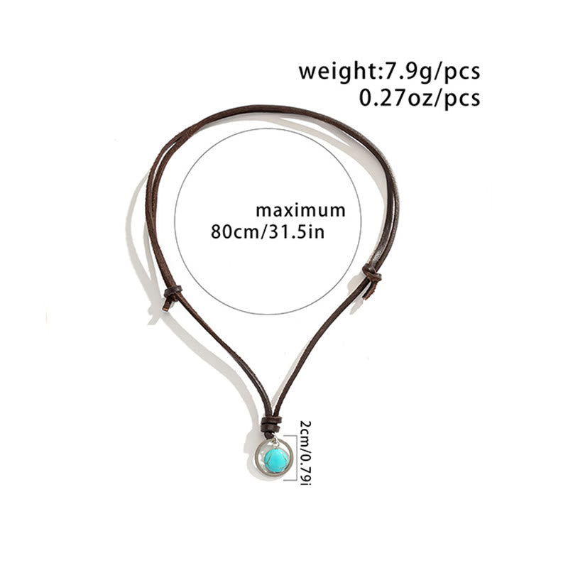 Round Turquoise Protection Strength Necklace Pendant