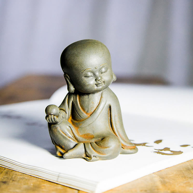 Rust Cast Iron Powder 3Pcs Buddha Statue Set for Home Meditation