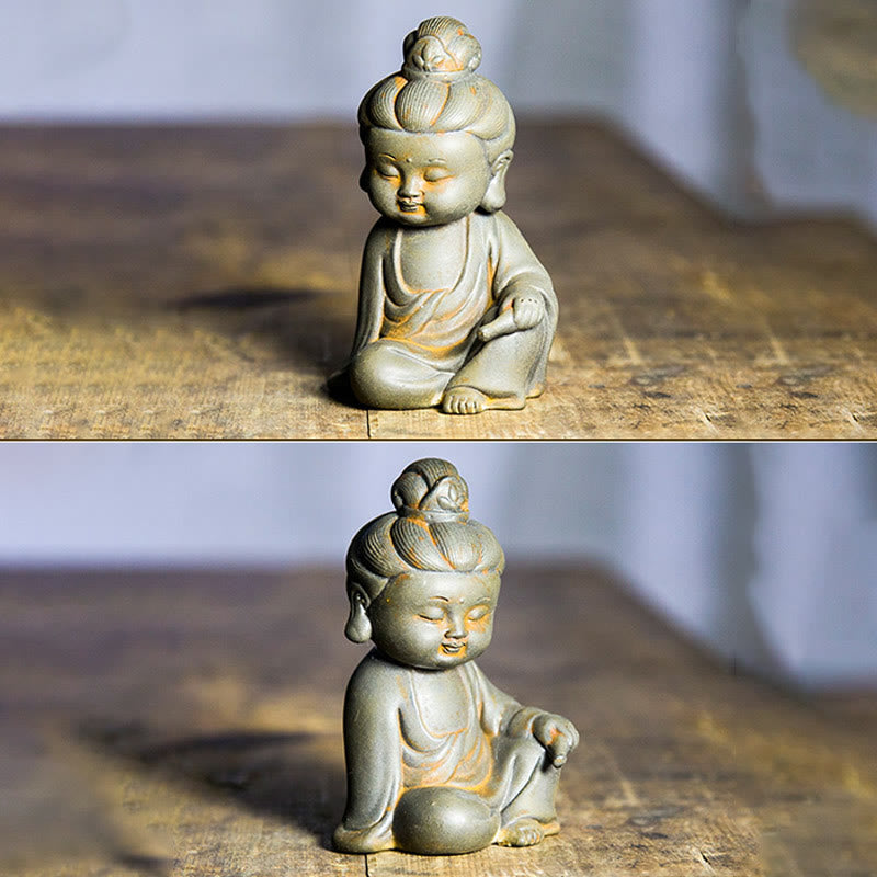 Rust Cast Iron Powder 3Pcs Buddha Statue Set for Home Meditation