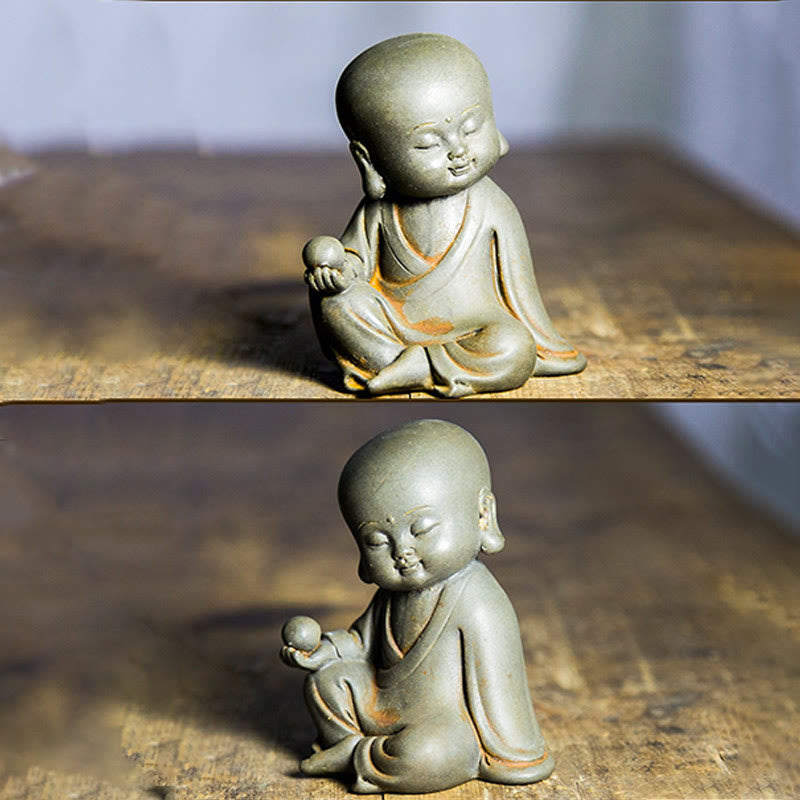 Rust Cast Iron Powder 3Pcs Buddha Statue Set for Home Meditation