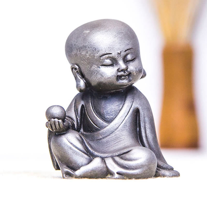 Rust Cast Iron Powder 3Pcs Buddha Statue Set for Home Meditation