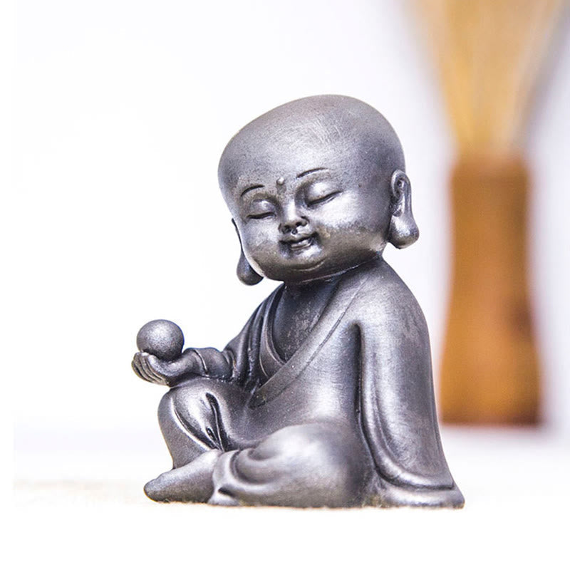 Rust Cast Iron Powder 3Pcs Buddha Statue Set for Home Meditation