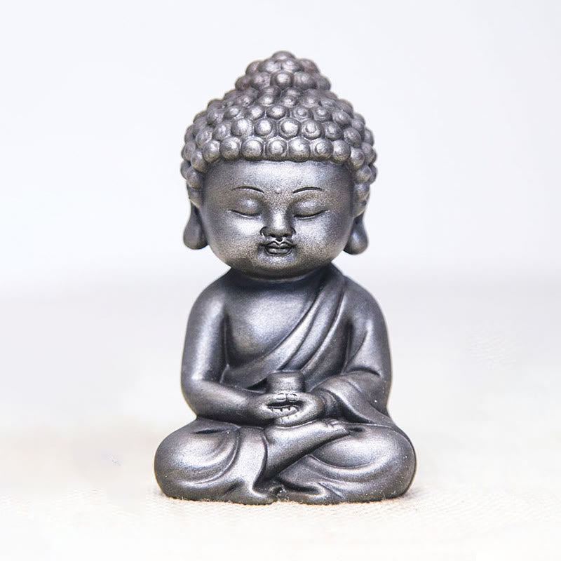 Rust Cast Iron Powder 3Pcs Buddha Statue Set for Home Meditation