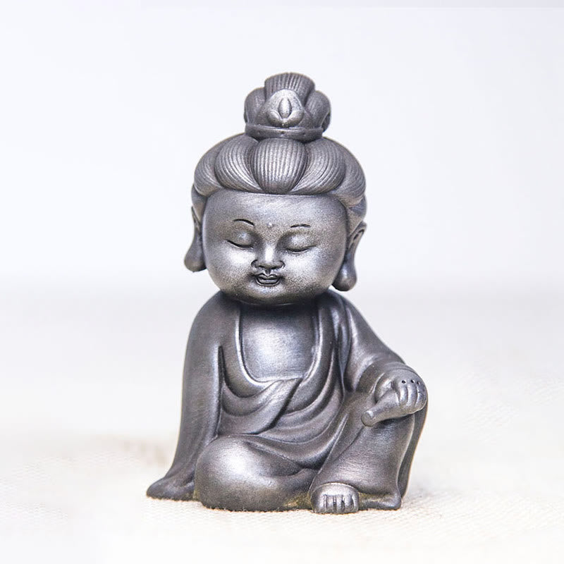 Rust Cast Iron Powder 3Pcs Buddha Statue Set for Home Meditation