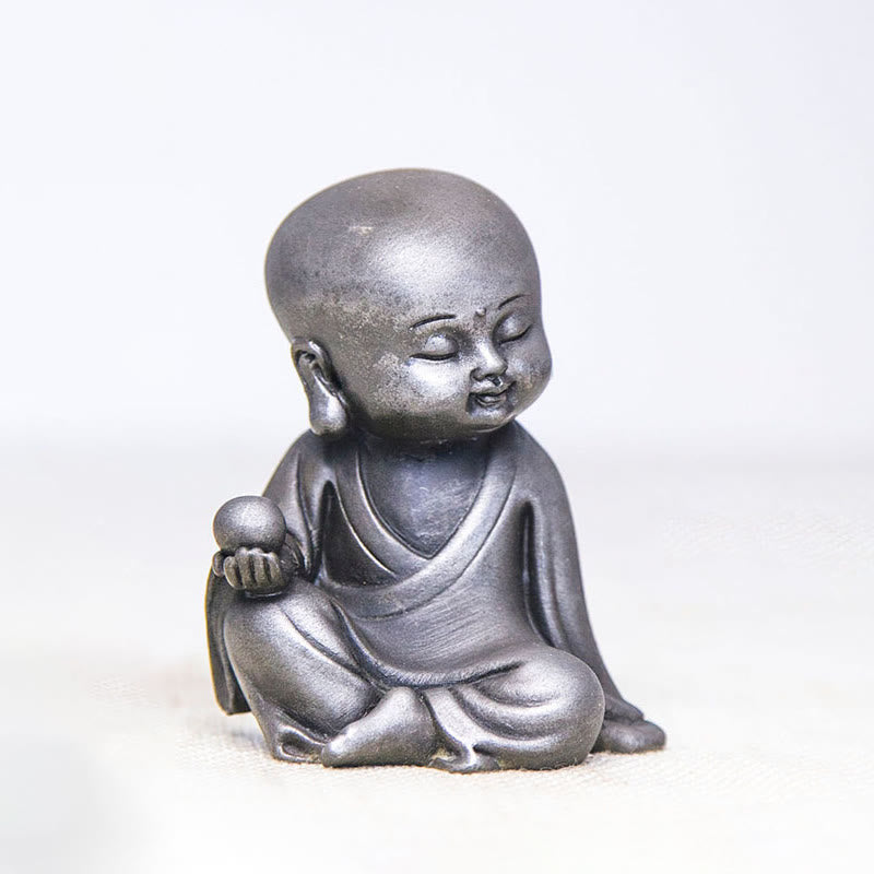 Rust Cast Iron Powder 3Pcs Buddha Statue Set for Home Meditation