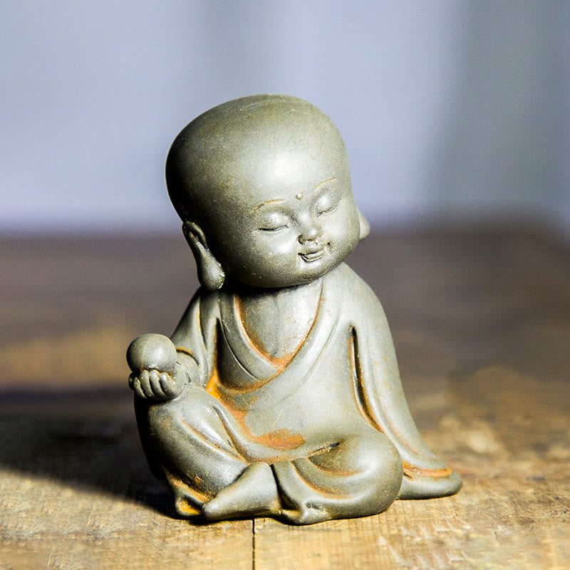 Rust Cast Iron Powder 3Pcs Buddha Statue Set for Home Meditation