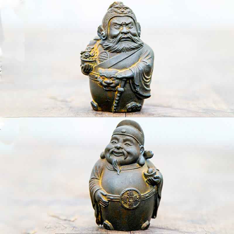 Rust Version Literary God of Wealth Iron Powder Statue