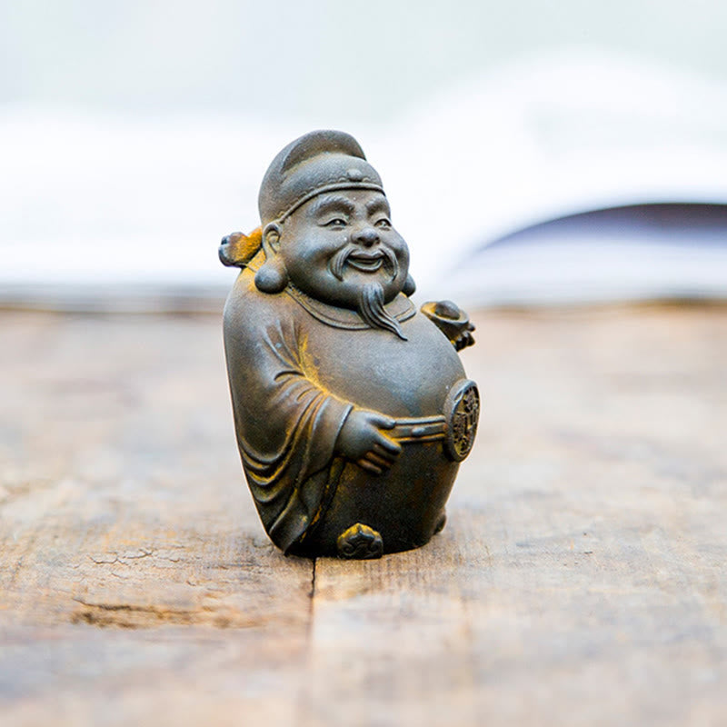 Rust Version Literary God of Wealth Iron Powder Statue