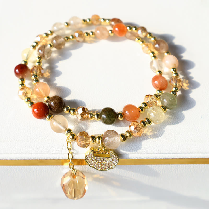 Rutilated Quartz Double Wrap Spiritual Growth Bracelet