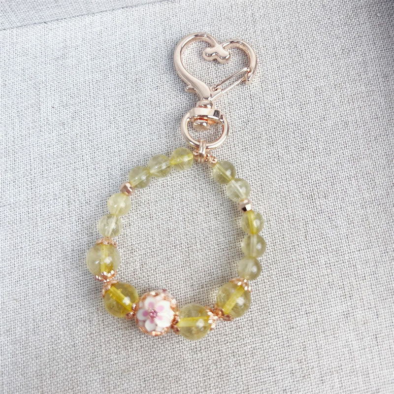 Rutilated Quartz Key Chain for Wealth & Protection