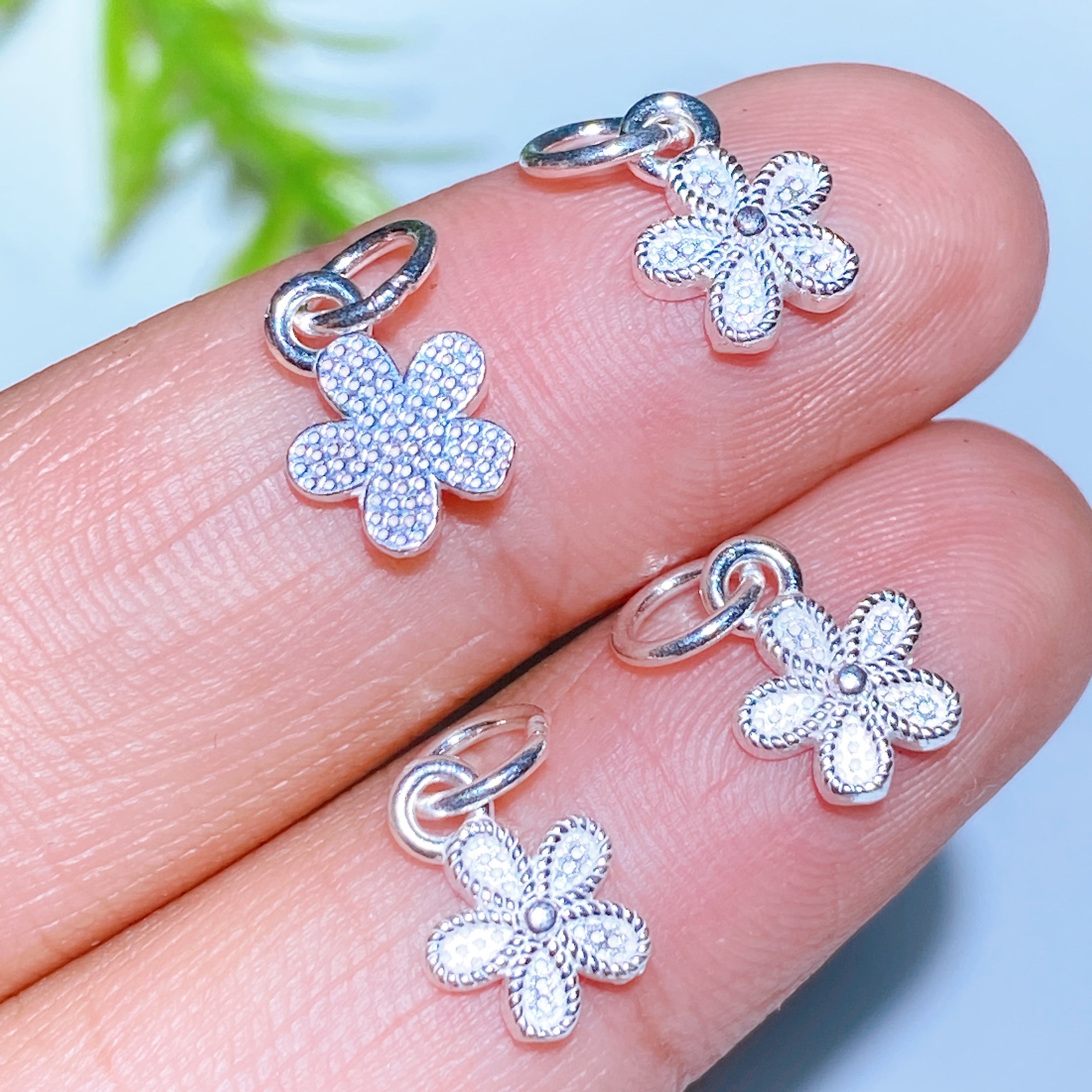 S925 Silver Carved Charms for Spiritual Jewelry DIY 5-15mm
