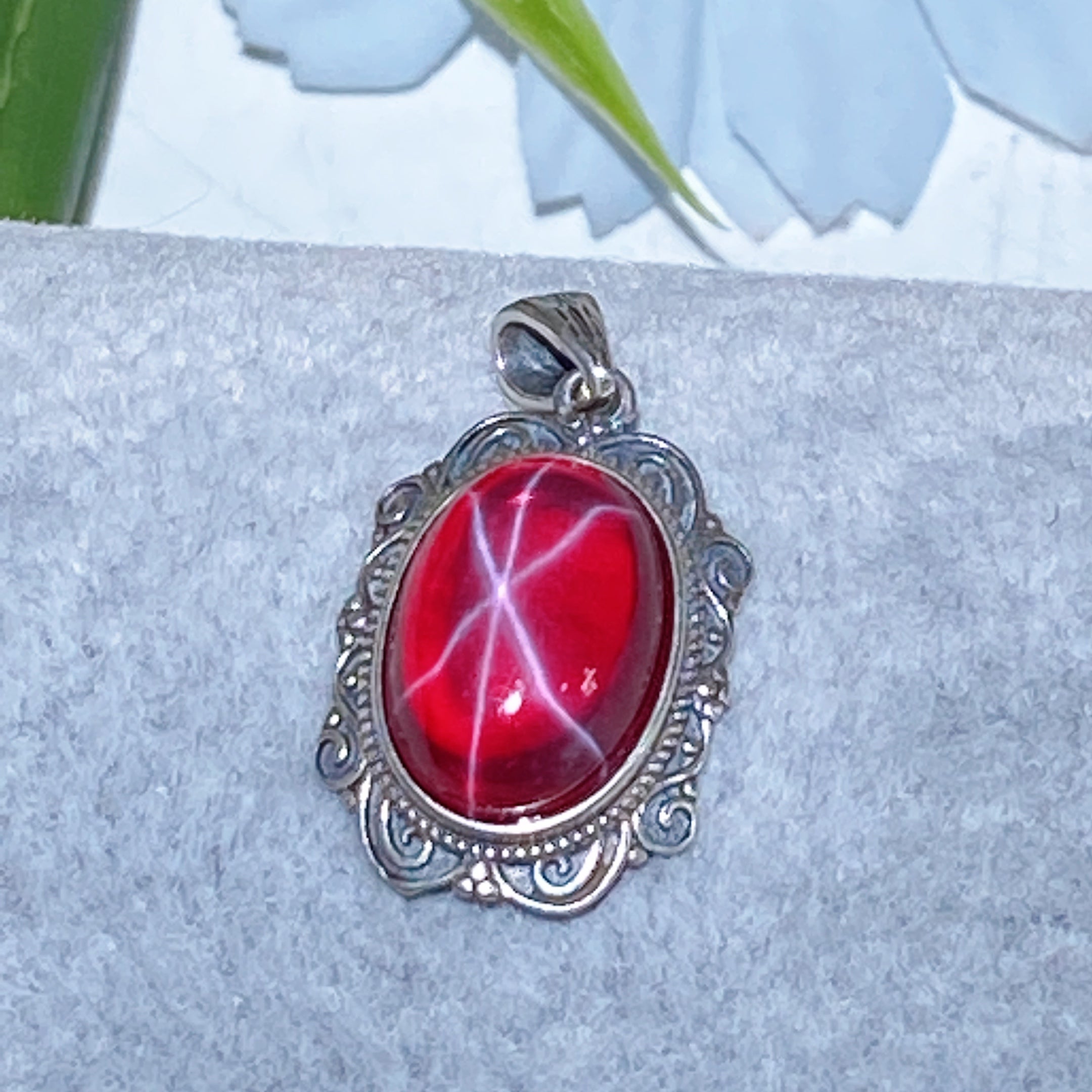 S925 UV Reactive Star Ruby Spiritual Jewelry Set