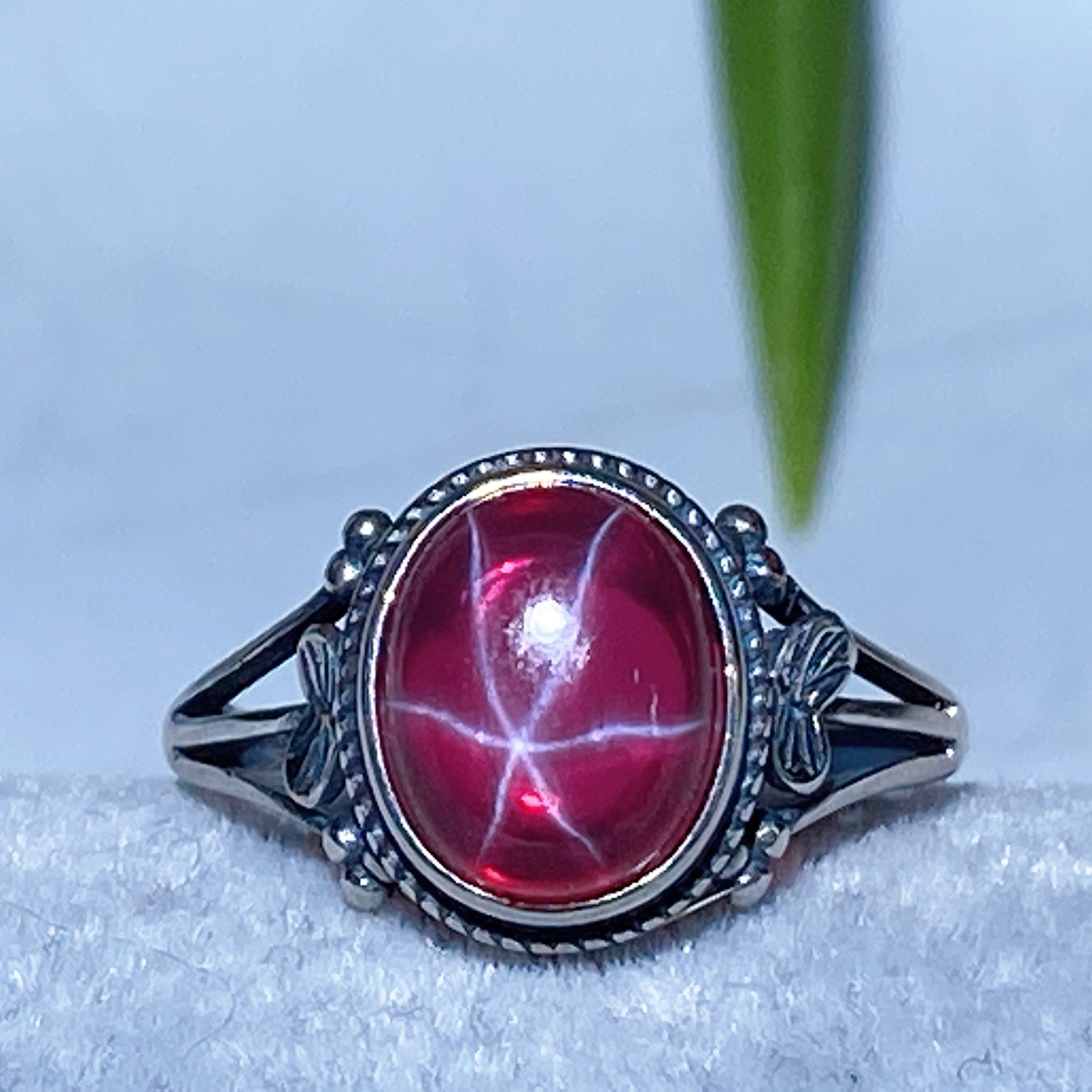 S925 UV Reactive Star Ruby Spiritual Jewelry Set