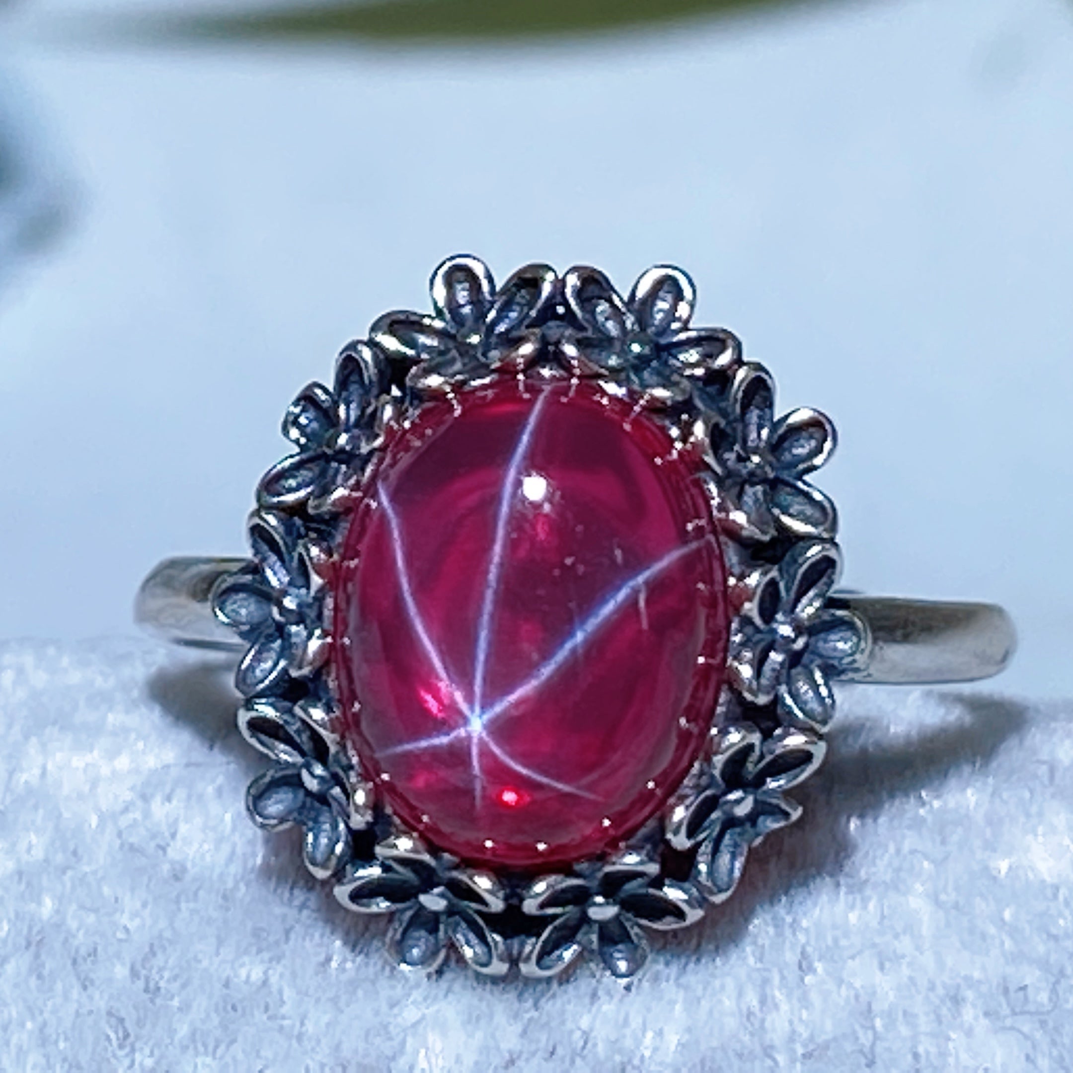 S925 UV Reactive Star Ruby Spiritual Jewelry Set