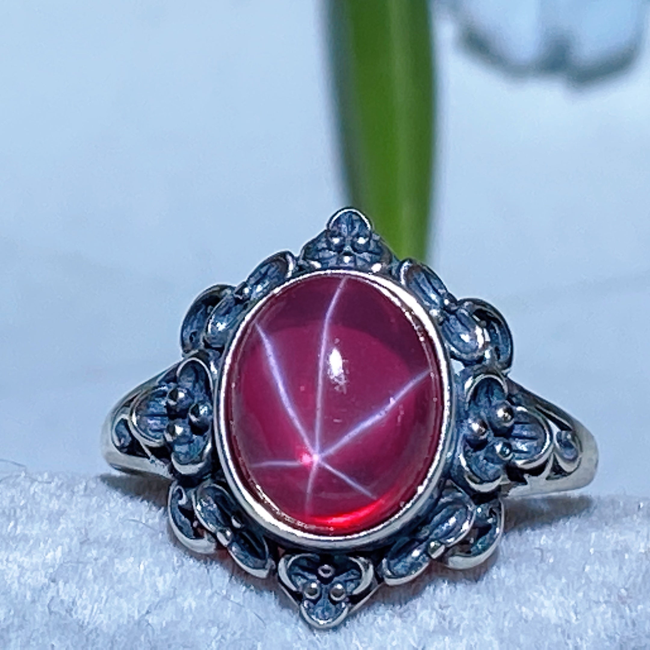 S925 UV Reactive Star Ruby Spiritual Jewelry Set