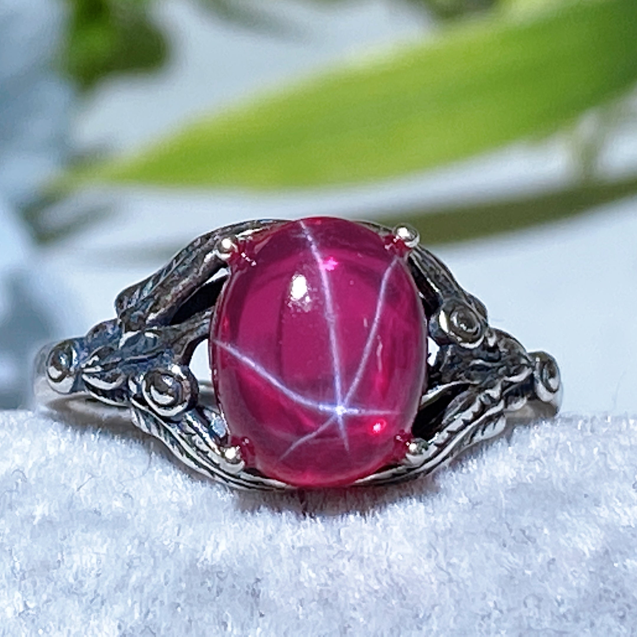 S925 UV Reactive Star Ruby Spiritual Jewelry Set