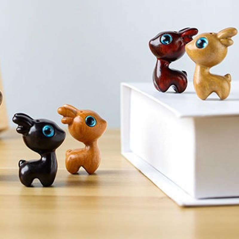 Sandalwood Lucky Mini Deer Protection Figurine Small 3.6cm