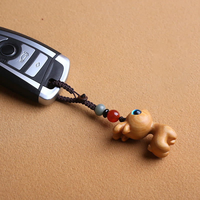 Sandalwood Wood 35mm Mini Deer Protection Key Chain