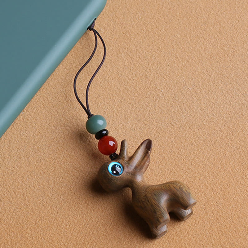 Sandalwood Wood 35mm Mini Deer Protection Key Chain